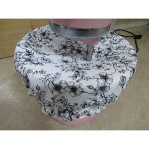 Kitchenaid Bowl Cover, Reversible Black White Floral and Blue Rose Mixer Cover